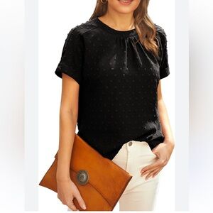Black‎ short sleeve blouse, size medium
